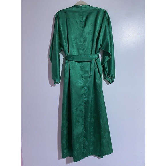 Vtg Christian Dior Satin Robe Women P Green Floral Christmas Sexy Romantic USA - Picture 3 of 15
